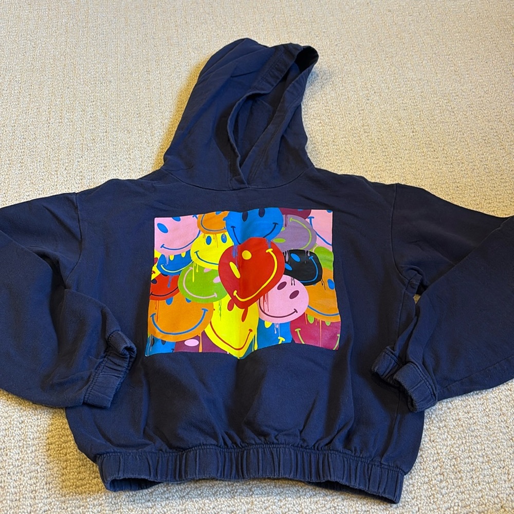 Rock Candy girls cropped hooded happy face sweatshirt